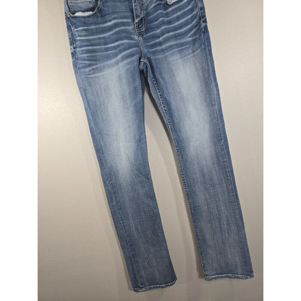 BKE Alec Mens Medium Wash Straight Leg Denim Jeans whiskered y2k 34x33 BO